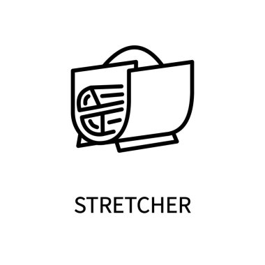 Basit bir Satır Simgesi Sedyesi. Beyaz arkaplanda izole edilmiş basit bir biçimdeki vektör işareti.