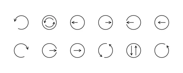 Eenvoudige set van pijltjes pictogrammen. Richting omhoog, omlaag, rotatie, U-bocht, links, rechts. Vectorteken in eenvoudige stijl, geïsoleerd op witte achtergrond. Oorspronkelijke grootte 64x64 pixels. — Stockvector