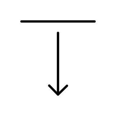 Satır Simgesi Oku, Yön, Tasarım, Basit Tarzlı Web. Beyaz arkaplanda izole edilmiş basit bir şekilde vektör işareti. Asıl boyutu 64x64 piksel.