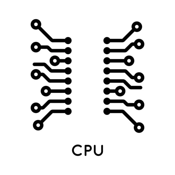 Central processor ikon, datorelement, informationsbehandling i enkel stil isolerad på vit bakgrund. Vektor tecken i enkel stil isolerad på vit bakgrund. Ursprunglig storlek 64x64 pixlar. — Stock vektor