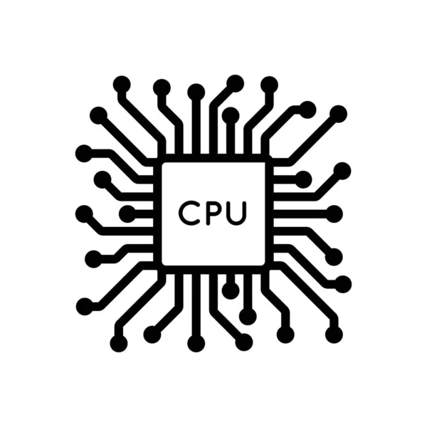 Merkezi işlemci simgesi, bilgisayar ögesi, bilgi işleme beyaz arkaplanda izole edilmiş basit bir şekilde. Beyaz arkaplanda basit bir şekilde izole edilmiş vektör işareti. Asıl boyutu 64x64 piksel. — Stok Vektör