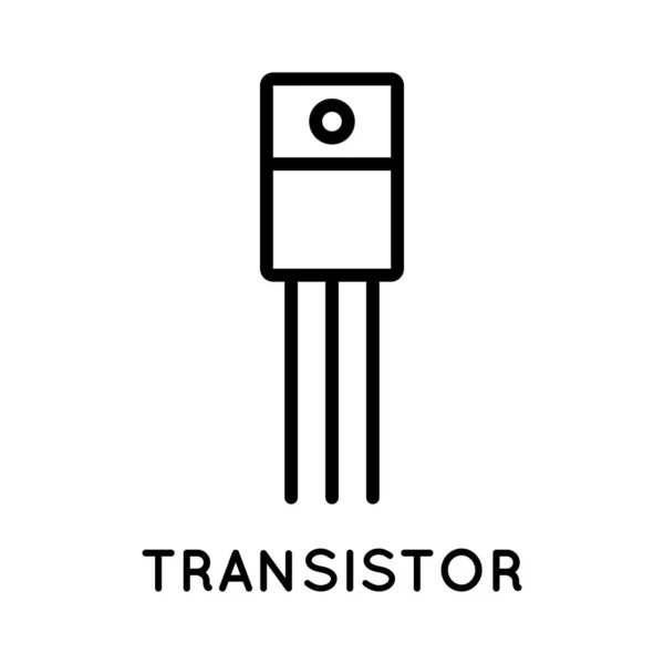 Ícone de linha transistor, componente eletrônico em estilo simples isolado no fundo branco. Sinal de vetor em estilo simples isolado em fundo branco. Tamanho original 64x64 pixels. — Vetor de Stock