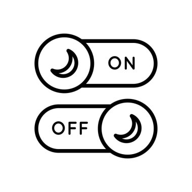 Satır Simgesi Gündüz-Gece Kipini Basit Bir Tarzla Değiştiriyor. Mobil uygulama geliştirme için Açık Karanlık kip. Beyaz arkaplanda izole edilmiş basit bir şekilde vektör işareti. Asıl boyutu 64x64 piksel.