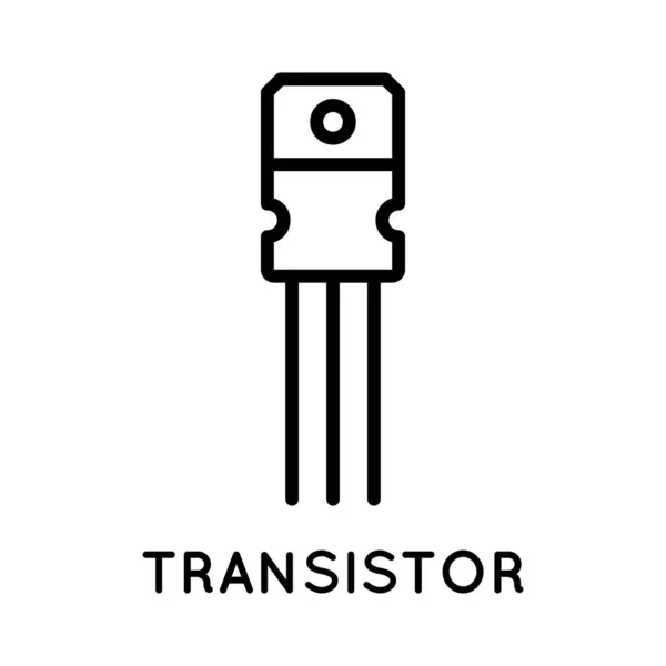 Transistor line ikon, elektronisk komponent i enkel stil isolerad på vit bakgrund. Vektor tecken i enkel stil isolerad på vit bakgrund. Ursprunglig storlek 64x64 pixlar. — Stock vektor