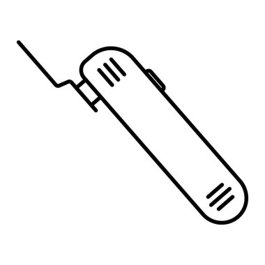 İnşaat aracını işaret eden basit bir vektör doğrusal simgesi. Ağın güçlendirdiği ahşap ve metal Renovator