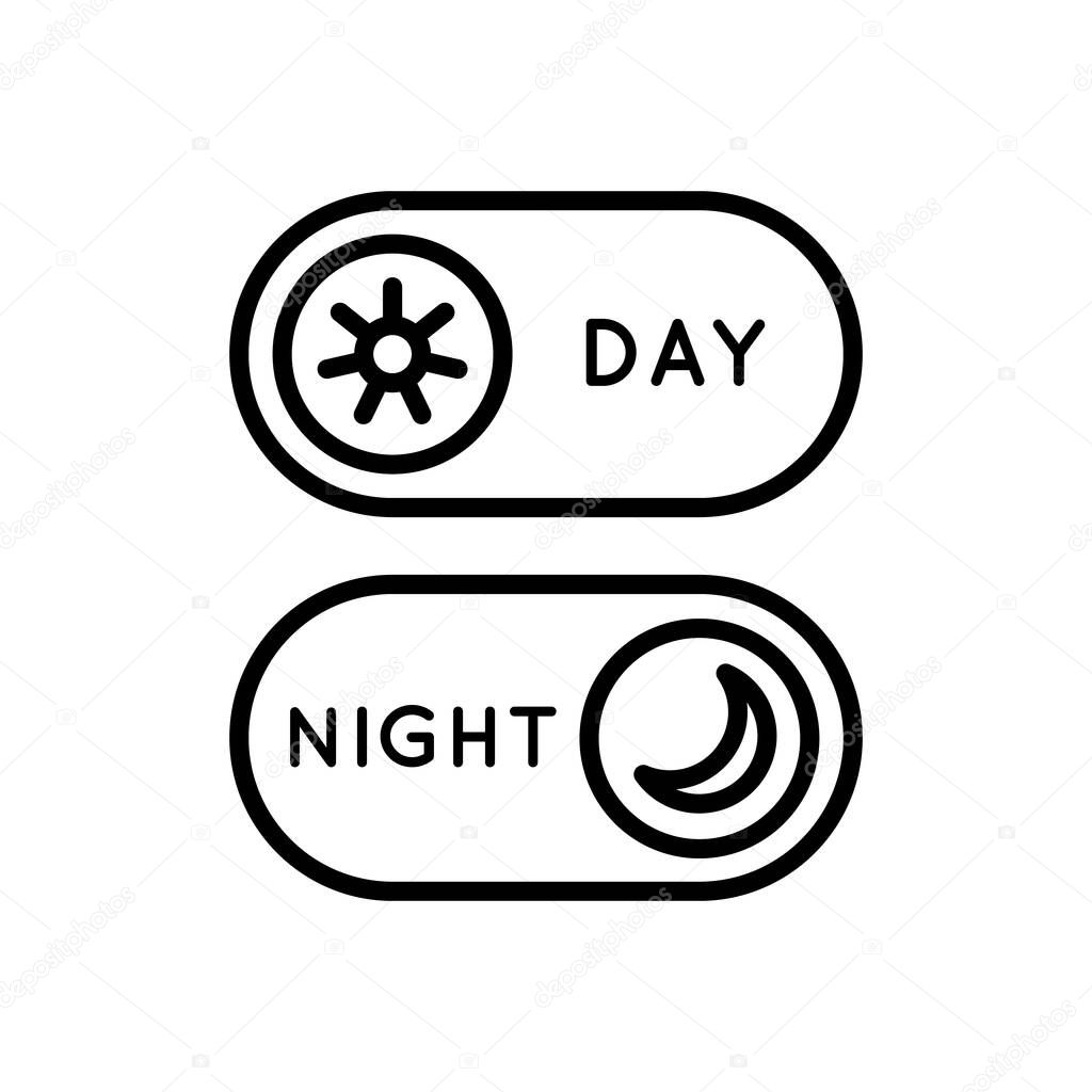 Line Icon Switches Day-Night Mode In Simple Style. Light Dark mode for mobile app development. Vector sign in a simple style isolated on a white background. Original size 64x64 pixels
