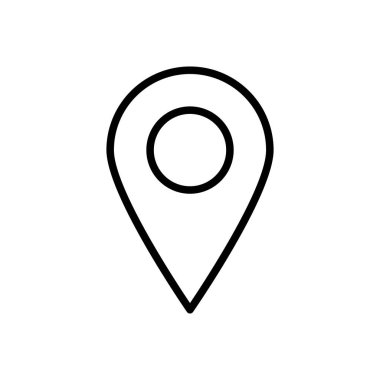 Harita Pin Konum Satır Simgesi. Vektör İşaretleyici Konumu GPS.