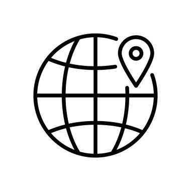 Globe Simgesi. Dünya 'nın Yeri. Beyaz arkaplanda izole edilmiş basit bir biçimdeki vektör işareti.