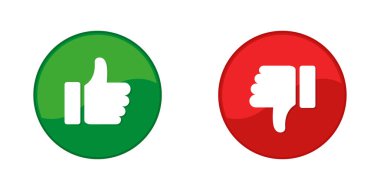 Sevmek ve sevmemek. Baş parmak yukarı ve baş parmak aşağı işareti. İllüzyon. Web tasarımı