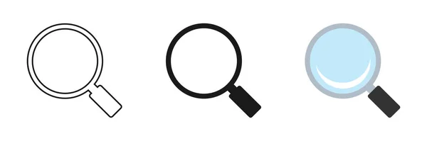 Набор Поисковых Работ Увеличительная Стеклянная Икона Векторная Лупа Знак Лупы — стоковое фото