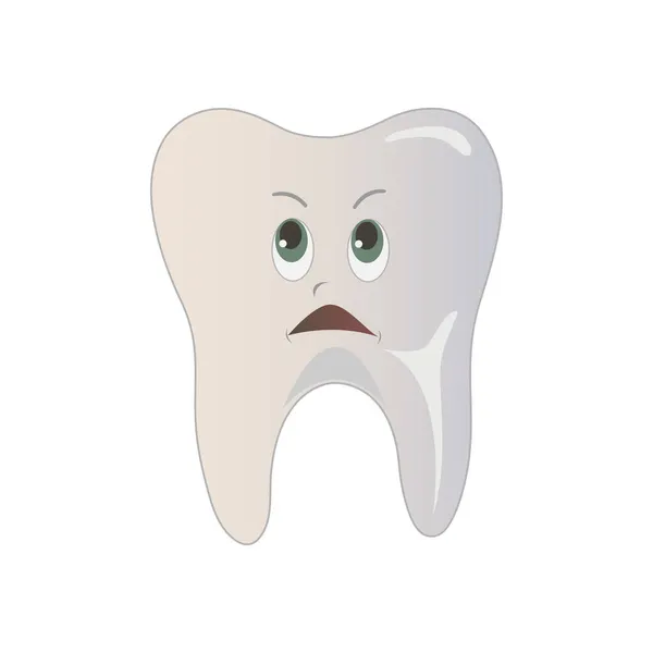 Sad Upset Tooth Illustration Isolated White Background — Stock Photo, Image
