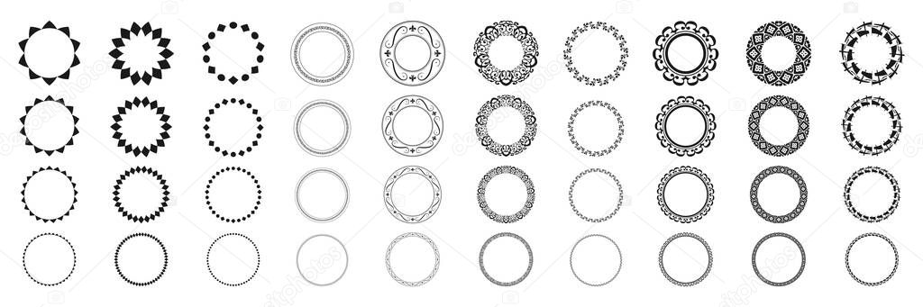 Set of round frames with abstract ornament. Vector illustration.