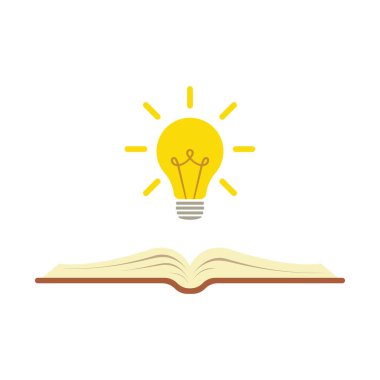 Lamba ve kitap ikonu. Başarı kavramı, fikirler.