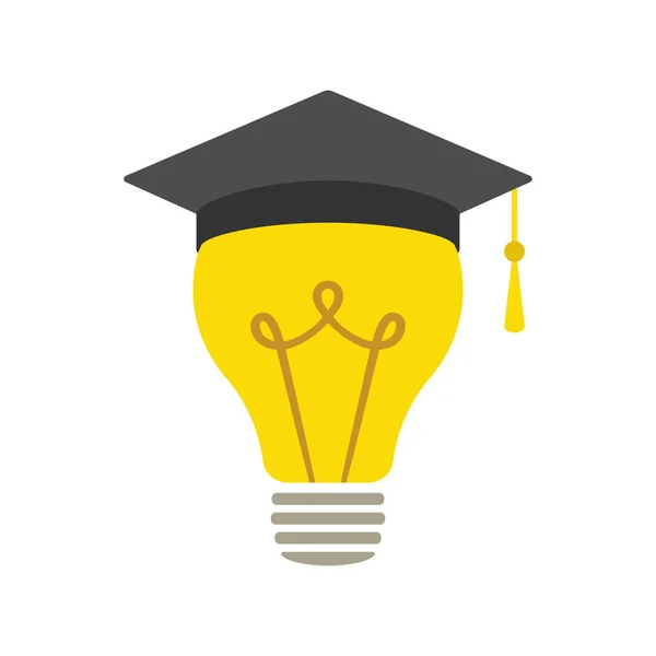 Square Academic Cap Light Bulb Idea — Stock Photo, Image