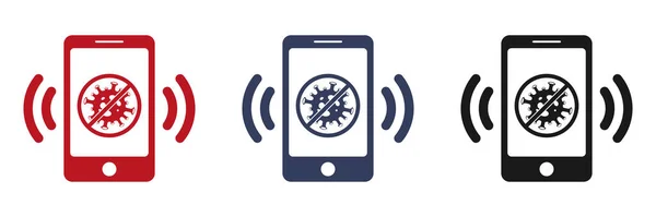 Coronavirus Covid Klingelt Smartphone Und Handy Symbole Für Rotes Blaues — Stockfoto