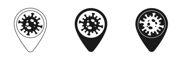 Mapa Położenia Koronawirusa Ikony Wskaźnik Ustawione Projektowanie Stron Internetowych — Zdjęcie stockowe