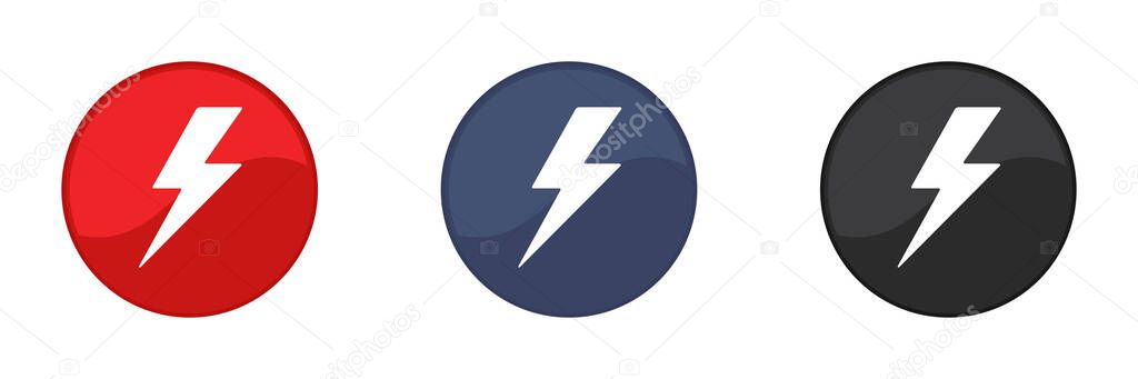 Set of electrical lightning logo designs. Thunder icons. Modern flat style.