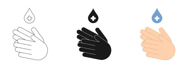 手洗いアイコンセット コロナウイルスの予防 ベクターイラスト — ストック写真