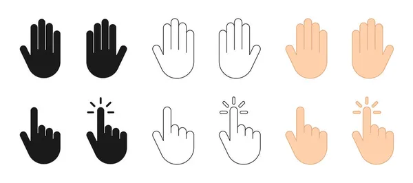 Vector Set Hand Icons Palm Finger Stop Press Cursor Illustration — Stock Photo, Image