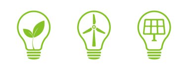 Ampuller ayarlandı. Yeşil enerji kavramı.