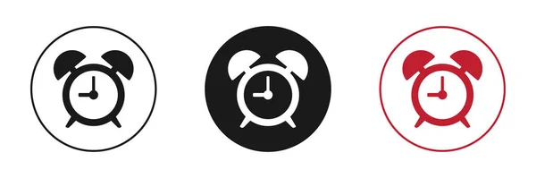 Alarm Clock Icons Set Black Red Alarm Clock Vector Illustration — Stock Photo, Image