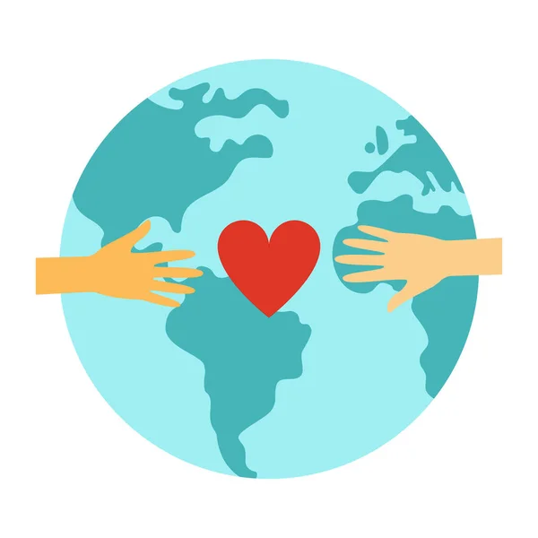 Planeta Terra Mãos Coração Símbolo Paz Unidade Das Comunidades Ilustração — Fotografia de Stock