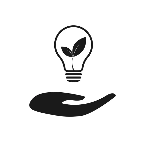 Grünes Blatt Licht Lampe Energie Der Natur Symbolbild Illustration — Stockfoto