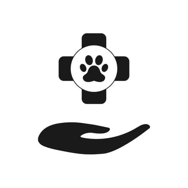 Εικονίδιο Πρώτων Βοηθειών Αποτυπώματα Σκύλου Γάτας Ιατρικό Σύμβολο Σταυρού Εικονογράφηση — Φωτογραφία Αρχείου