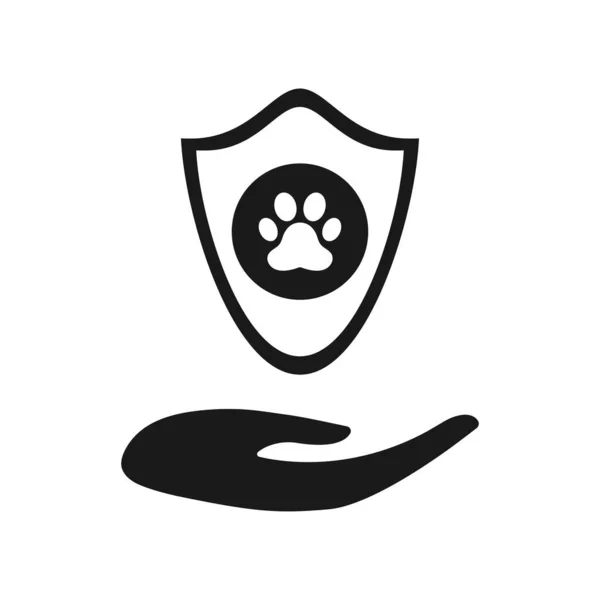 Icona Dell Assicurazione Sanitaria Animali Concetto Protezione Degli Animali Impronta — Foto Stock