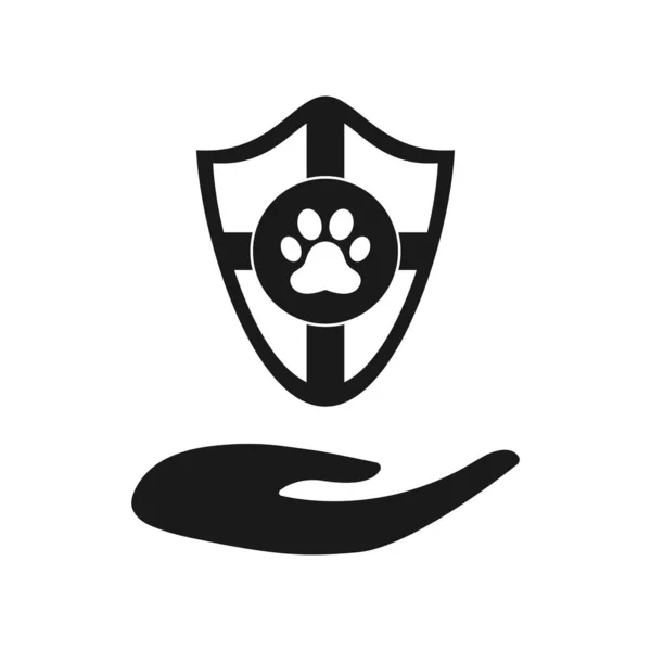 Pet Health Insurance Icon Pet Protection Concept Dog Cat Paw — Stock Photo, Image