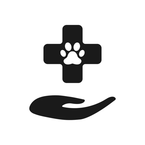 Ícone Primeiros Socorros Impressão Pata Cão Gato Símbolo Médico Ilustração — Fotografia de Stock