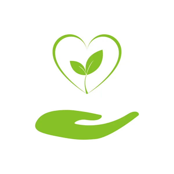 Yeşil Yaprak Doğa Enerjisinin Kalbi Ekoloji Element Simgesi Görüntü — Stok fotoğraf