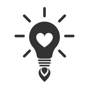 Ampul yükselir aşk, kalp. Simge. Görüntü.