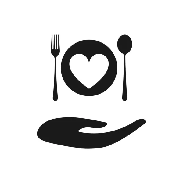 Plates Fork Spoon Plates Icon Menu Logo Cutlery Silhouette Love — Stock Photo, Image