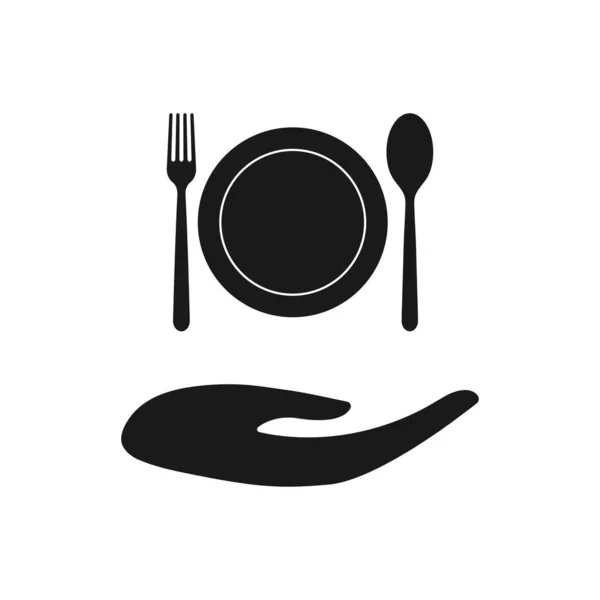 Πιάτα Πιρούνι Κουτάλι Και Πιάτα Εικονίδιο Λογότυπο Μενού Μαχαιροπήρουνα Σιλουέτα — Φωτογραφία Αρχείου