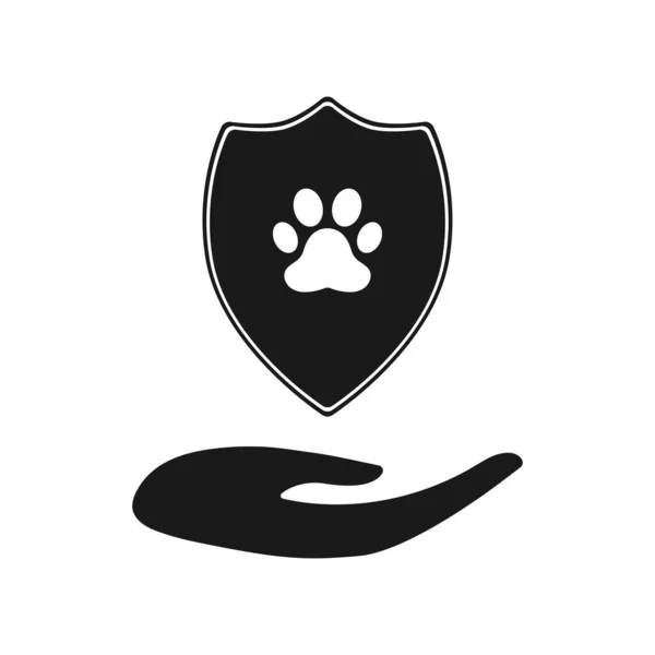 Εικονίδιο Ασφάλισης Υγείας Κατοικίδιων Έννοια Προστασίας Ζώων Αποτυπώματα Σκύλου Γάτας — Φωτογραφία Αρχείου