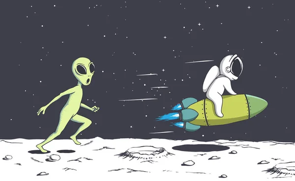 Alien se pone al día con astronauta — Archivo Imágenes Vectoriales