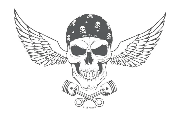 Diablo jinete .Handcrafted emblema del vector — Archivo Imágenes Vectoriales