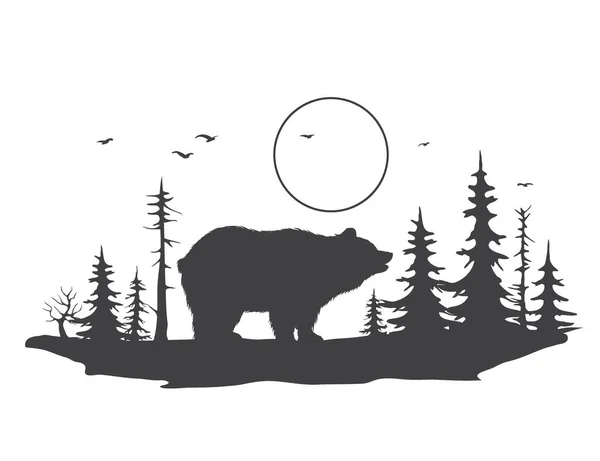 Oso en el bosque — Vector de stock