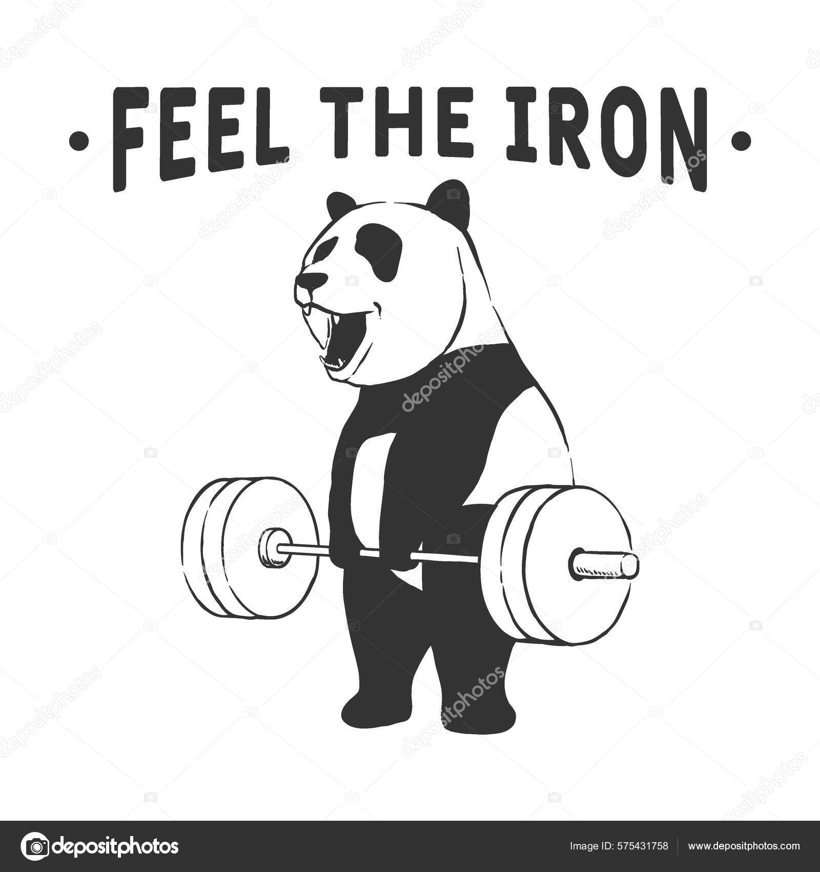 Panda Тяжелоатлет Подъемник Barbell Printable Design Vector.