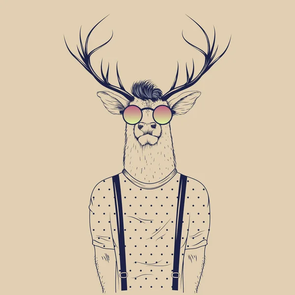 Modern Deer Hipster Human Vector Illustration — Image vectorielle