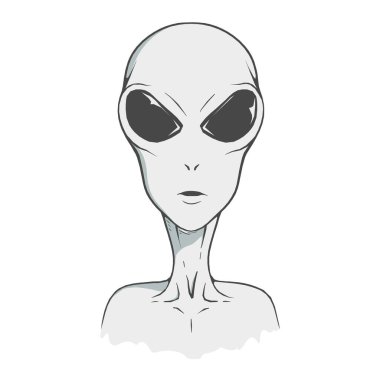 Alien face. Humanoid looks to us.Vector illustration