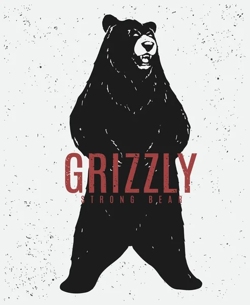 Grizzly Strong Bear Vector Illustration — Vector de stock