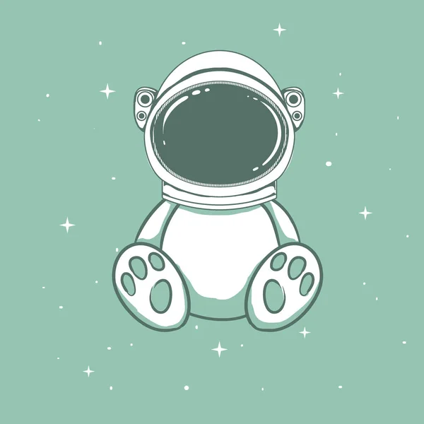 Cute Bear Dressed Space Helmet Funny Astronaut Vector Illustration — ストックベクタ