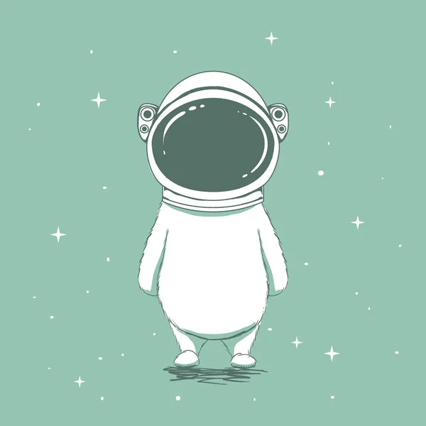 Urso Vestido Com Capacete Espaço Astronauta Engraçado Vector Ilustração —  Vetores de Stock