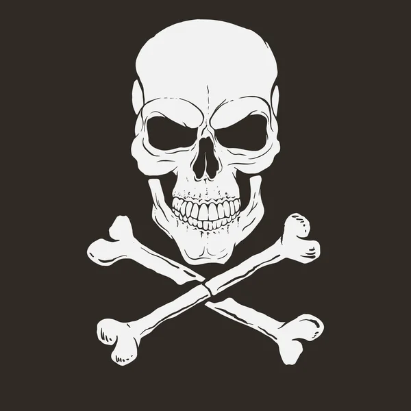Pirate Logo Skull Bones Prints Design Vector Illustration — 图库矢量图片