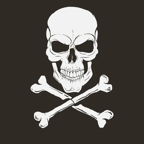 Pirate Logo Skull Bones Prints Design Vector Illustration — Stok Vektör