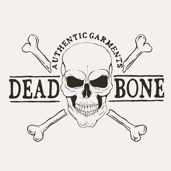 Emblem Skull Bones Prints Design Shirt Hand Drawn Style Vector — 图库矢量图片