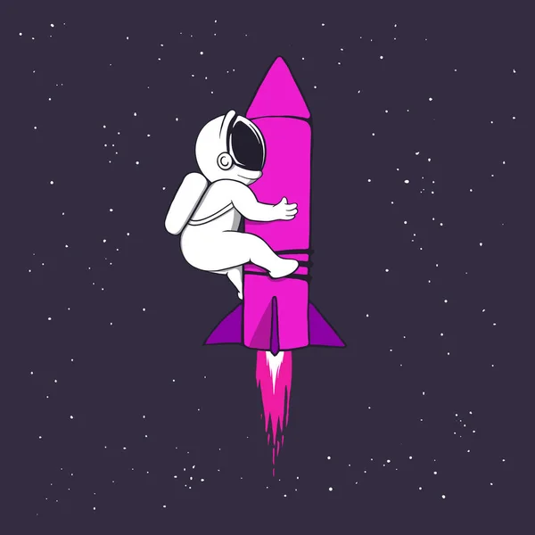 Милий Космічний Корабель Летить Космос Іграшковій Ракеті Векторні Ілюстрації — стоковий вектор