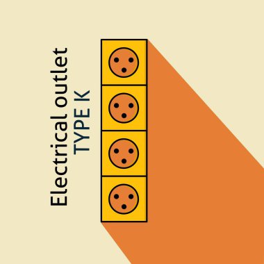 A, B, C, D, E, F, G, H, I, J, K, L, M, N güç prizi ve priz, düz tasarım, basit. Elektrik prizleri ve elektrik prizleri